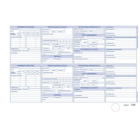 Registro carico-scarico rifiuti O.C.L. - conf. 10 blocchi - carta usomano 1-100 fogli 31x21 cm - 0437